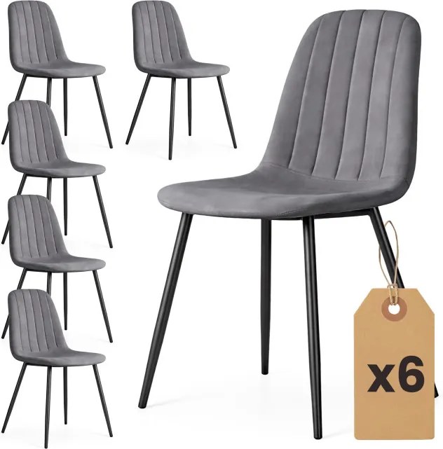 Sada šiestich jedálenských stoličiek LUMO zamatové, grafitové / čierne nohy (6 ks)
