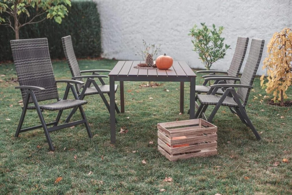 Asko a.s. CALVIN 143 - stôl záhradný farba: šedá / antracit, hliník + polywood