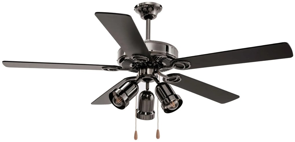 Toolight, Luster Woodmill s ventilátorom Lampa 392190. čierna-chrómová, OSW-10002
