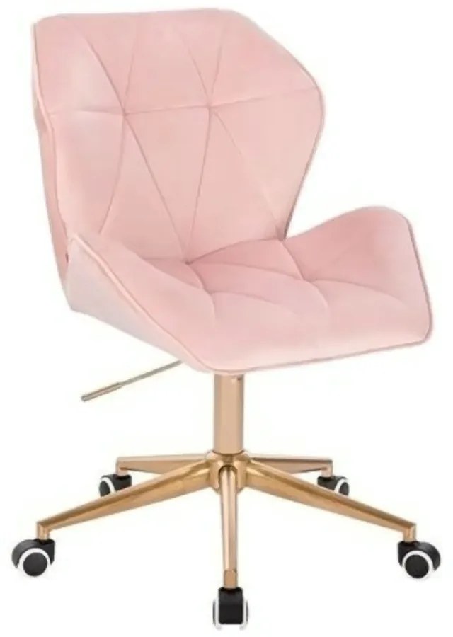 LuxuryForm DESIGN Stolička MILANO MAX VELUR na zlatej podstave s kolieskami - svetlo ružová