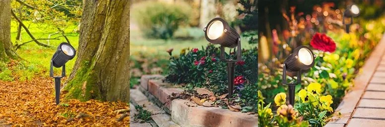 BERGE LED záhradná lampa - vstavaný reflektor GU10 - IP65 - čierna