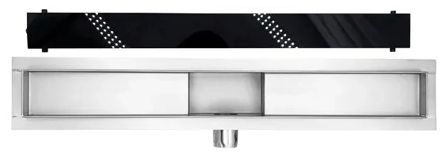 Granada sprchový žľab s čiernym sklom, 60 cm