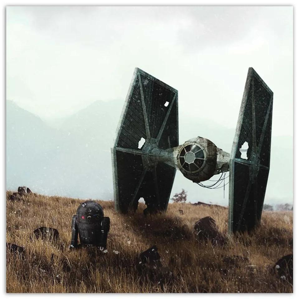 Gario Obraz na plátne Star Wars, droid a vesmírna loď - Zehem Chong Rozmery: 30 x 30 cm