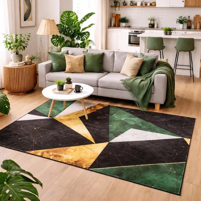 Protišmykový koberec NOVO mramor / zelený