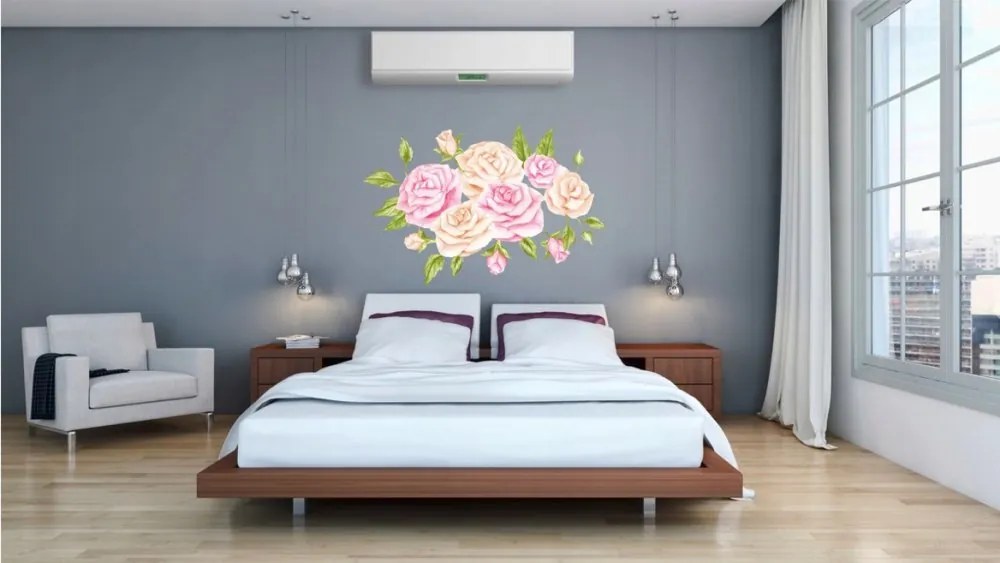 Originálna nálepka na stenu s motívom ruží 60 x 120 cm