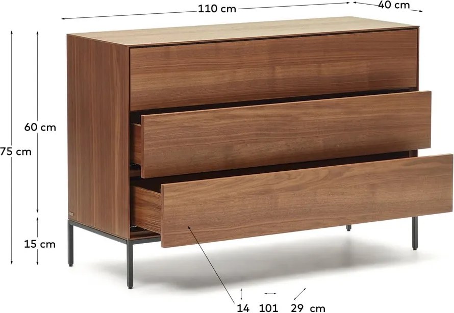 Nízka komoda v dekore orecha v prírodnej farbe 110x75 cm Vedrana – Kave Home