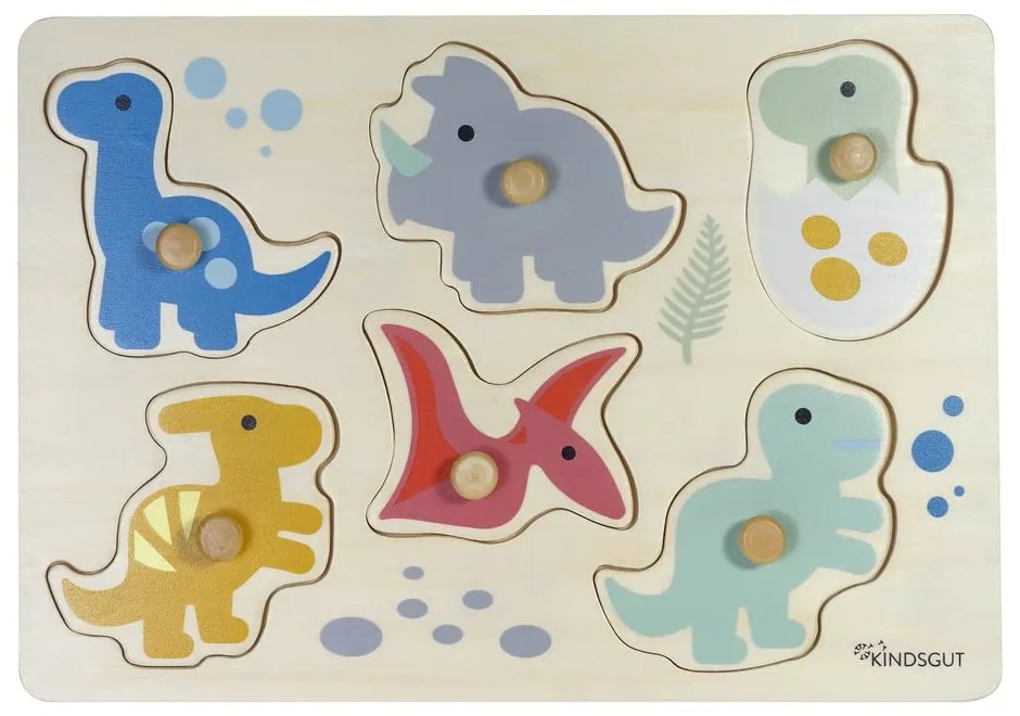 Drevené vkladacie puzzle (počet dielikov 6) Dinosaurs – Kindsgut