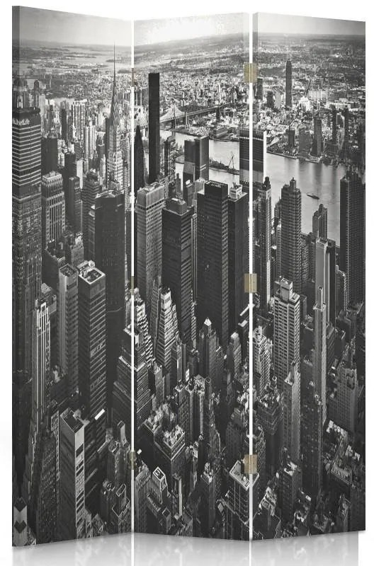 Gario Paraván Manhattan v čiernej a bielej farbe Rozmery: 110 x 170 cm, Prevedenie: Otočný paraván 360°