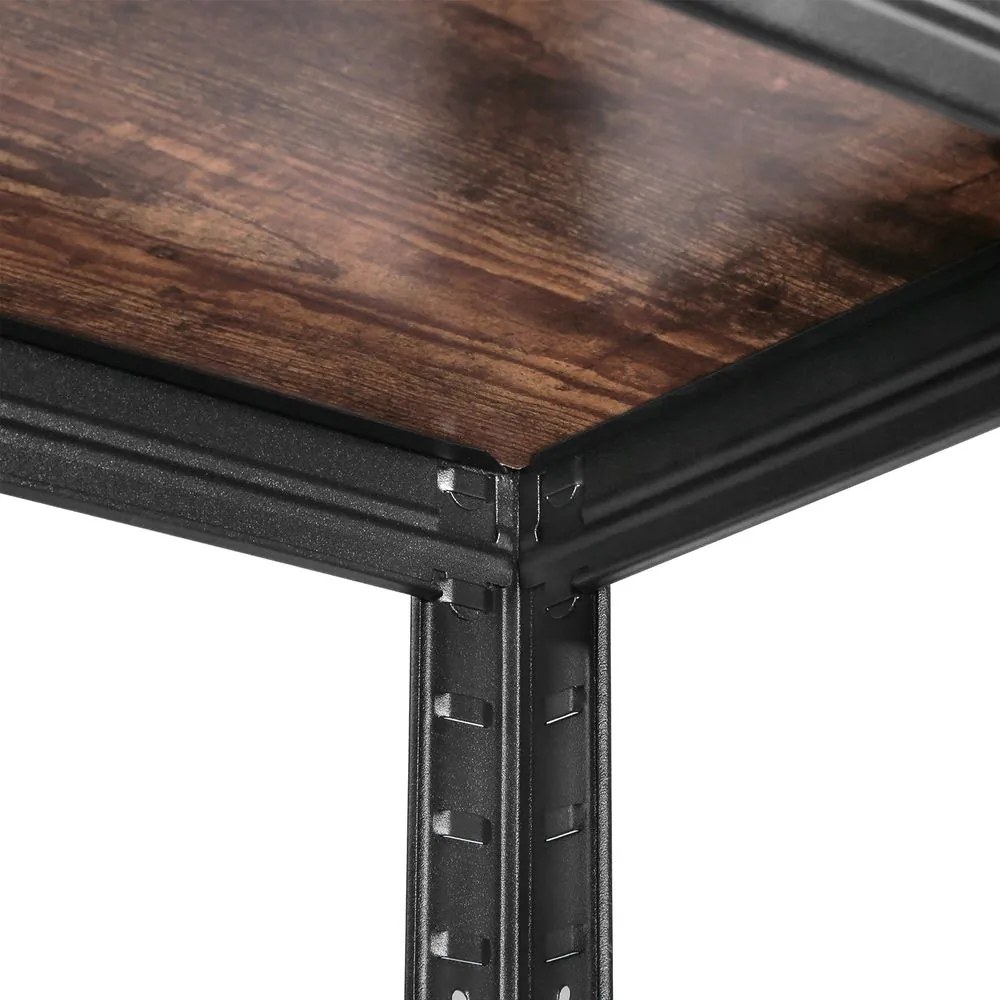 Policový regál DUSTY,5 políc, max 650kg, čierna/hnedá Jurhan