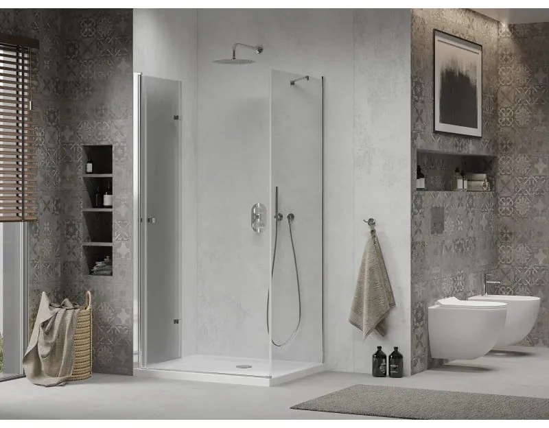Mexen Lima sprchovací kút 80 x 90 cm, 6mm sklo, chrómový profil - číre sklo + slim sprchová vanička 5cm - 856-070-090-01-00-4010