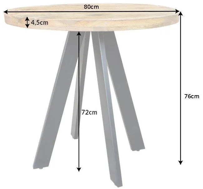 Invicta Interior - Dizajnový jedálenský stôl IRON CRAFT 80 cm okrúhly mango, prírodný