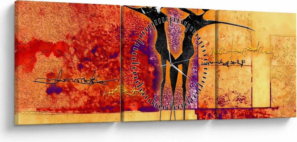 Obraz - Africká bohyňa (s hodinami) (90x30 cm)