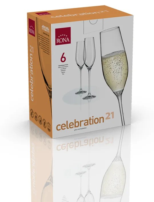 RONA 6x Pohár na šampanské CELEBRATION 210ml