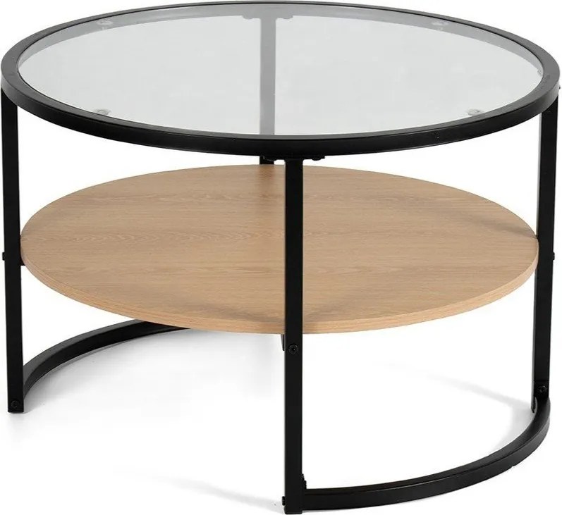 Čierny/v prírodnej farbe okrúhly konferenčný stolík v dekore duba ø 68 cm Zanu – Bonami Essentials