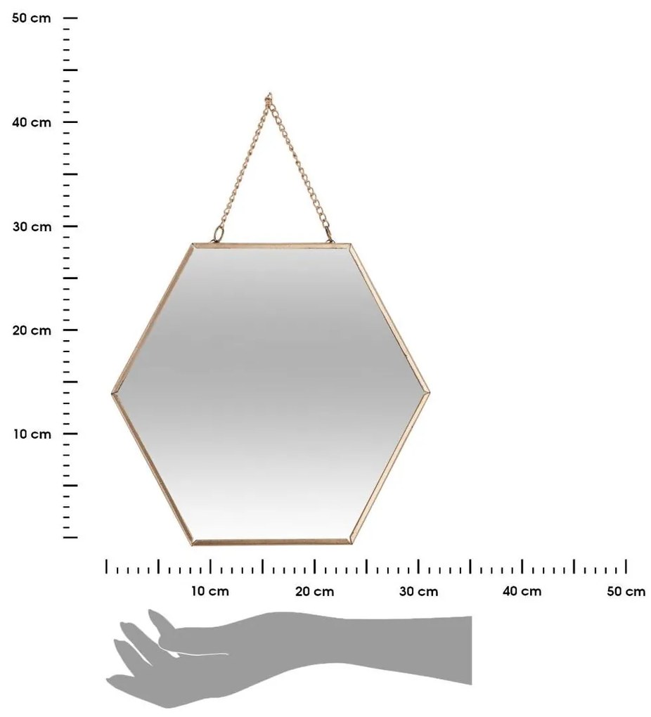 Závesné zrkadlo Hexagon, zlaté, sada 3ks