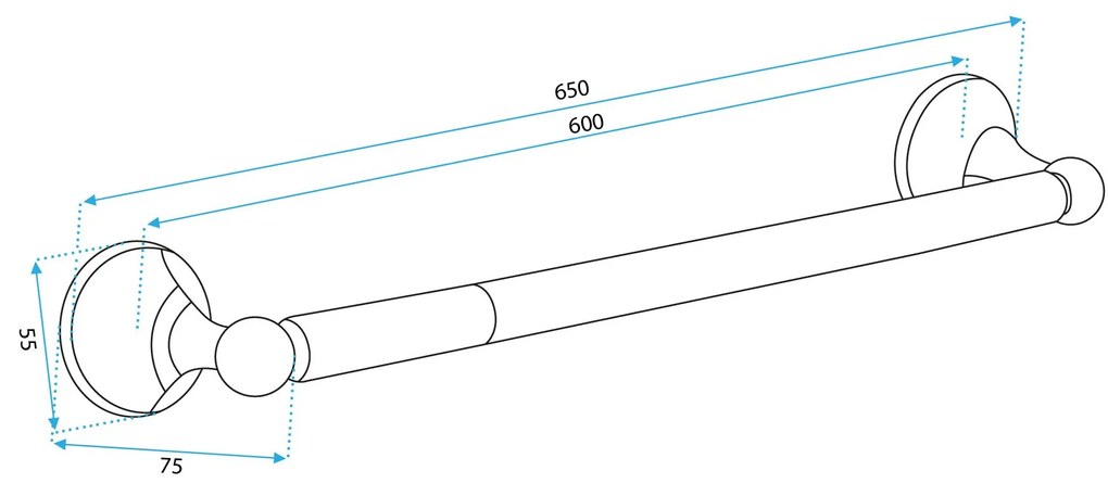 Rea Retro, kúpeľňový 1-ramenný vešiak na uterák 60cm 332870, zlatá matná, REA-06921