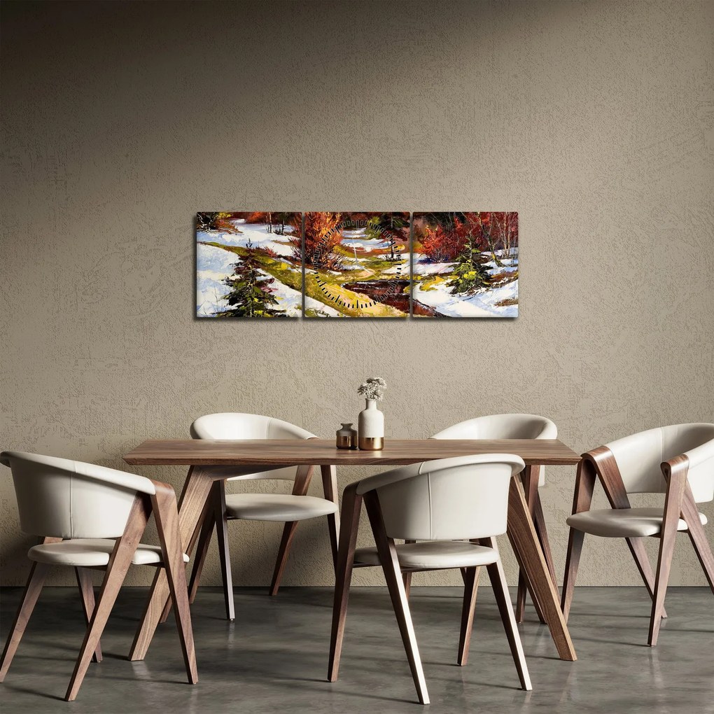 Obraz - Príchod jari (s hodinami) (90x30 cm)