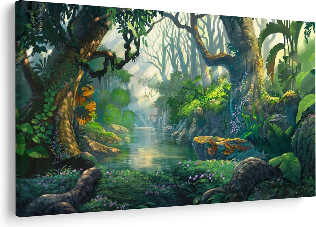 Obraz - Ilustrácia tropického lesa (90x60 cm)