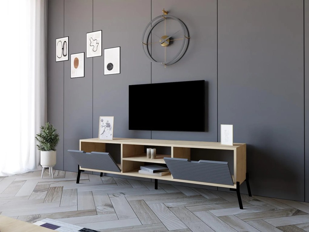 TV stolík/skrinka Pasula (dub zafírový + antracit) . Akcia -30%. Vlastná spoľahlivá doprava až k Vám domov. 1095432