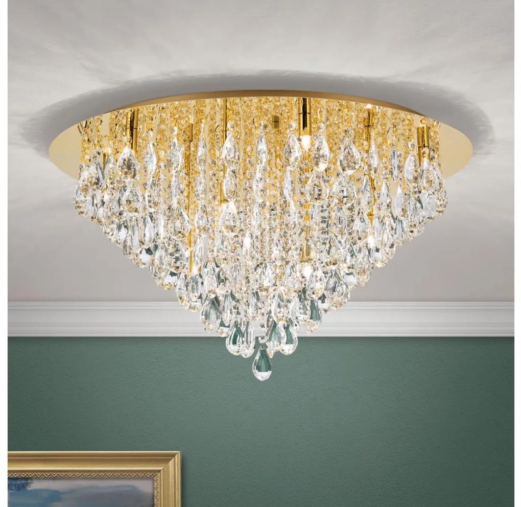 Orion DLU 2516/75-Krištáľové str. svietidlo CELESTE 12xG9/40W/230V pr.75 cm zlatá