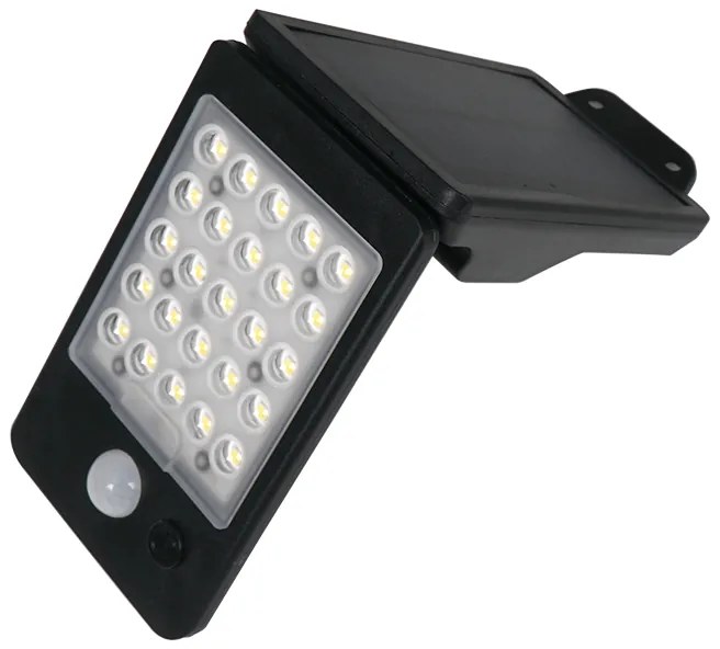 ACA Lighting LED solárne svietidlo ELISA so senzorom pohybu 2W/4000K/200Lm/IP65/Li-on 3,7V/1mAh, čierne