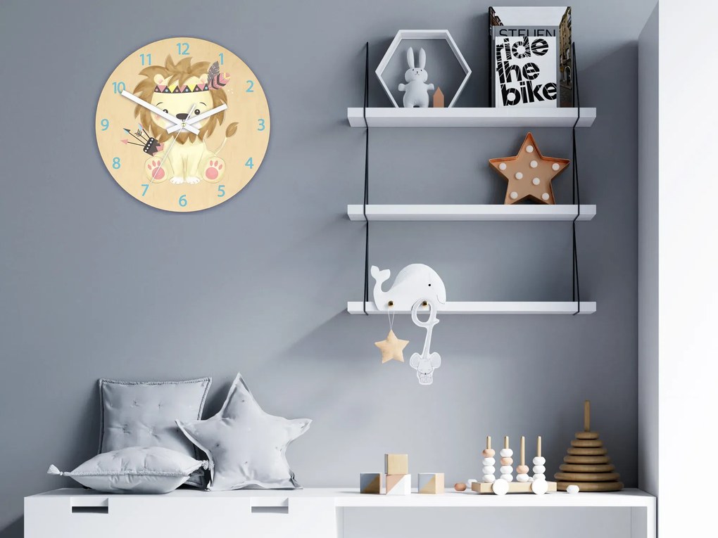 Dětské nástěnné hodiny Ami Lev indián 30 cm vícebarevné