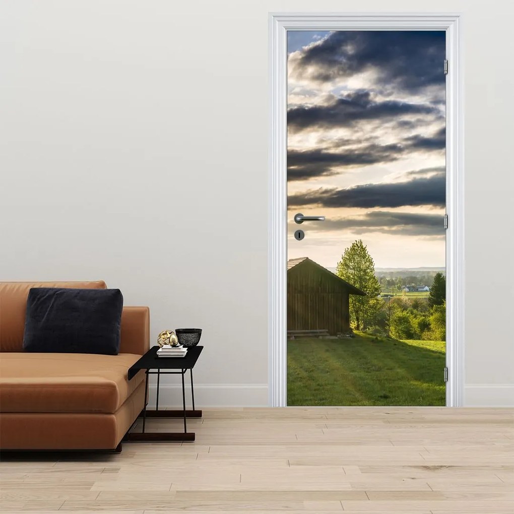 Fototapeta na dvere - Lesná chata (95x205cm)
