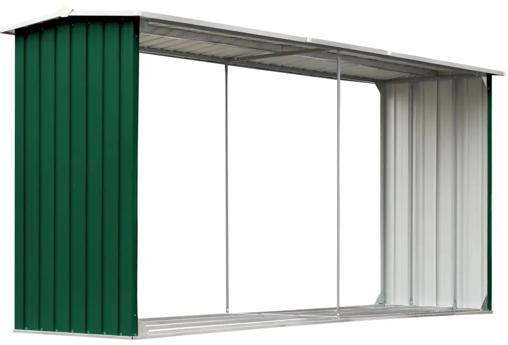 Záhradná kôlňa na drevo zelená 330x92x153 cm galvanizovaná oceľ