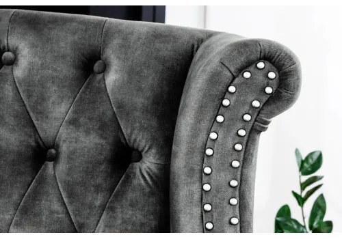 Kreslo 43520 Chesterfield Zamat šedá  - Komfort-nábytok