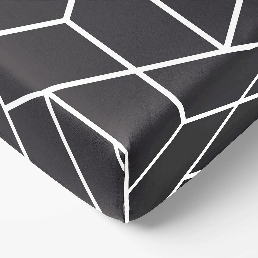 Goldea bavlnená napínacia plachta - mozaika na tmavo sivom 80 x 160 cm