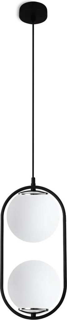 Závesné svietidlo Florence, 2x biele sklenené tienidlo, b/ch, U