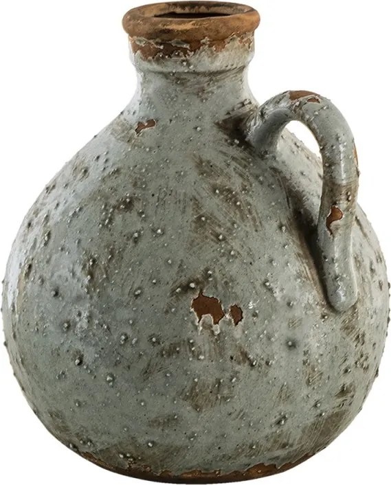 Sivá keramická dekoratívna váza s uškom - 18*17*20 cm