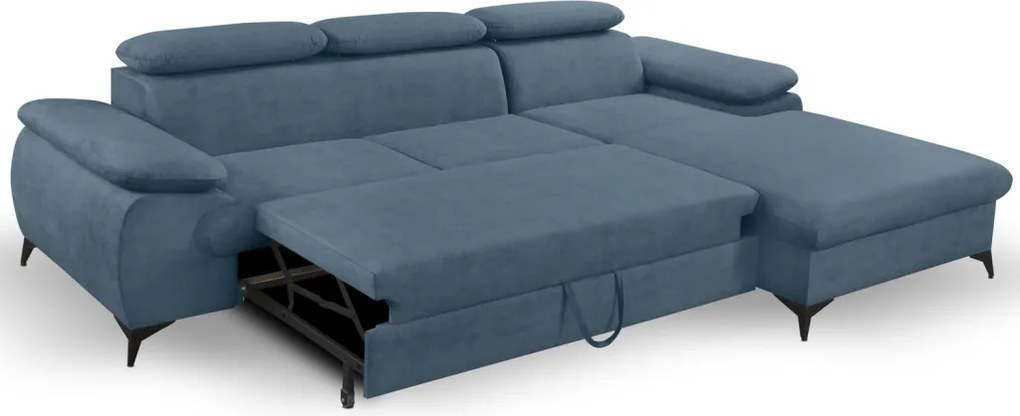 Rohová sedacia súprava Scala, denimovo modrá látka, pravý roh