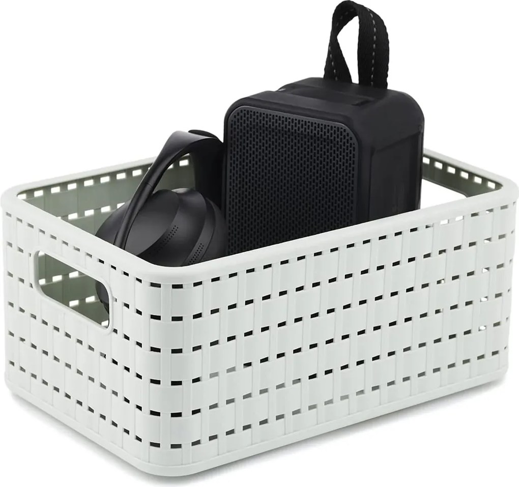 Rotho 2. akosť - Plastový košík COUNTRY, rovný, biely (11l - 33x24x16)