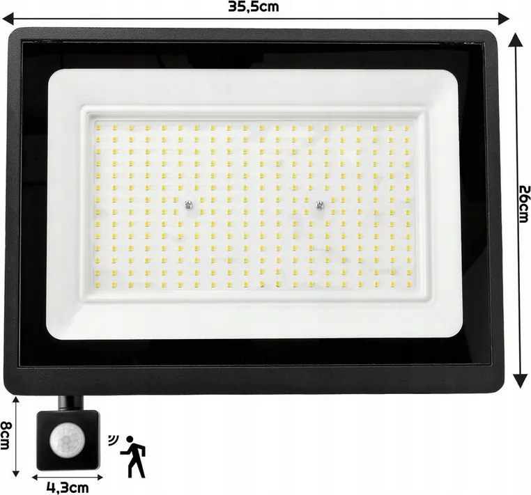 LED reflektor IP65 - 200w - 18000lm - so senzorom pohybu a súmraku - neutrálna biela