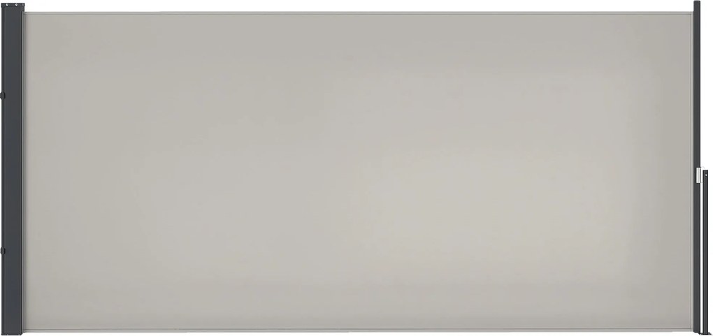 Závesná bočná clona Outsunny s možnosťou vysunutia a oceľovým boxom, vodotesná, bočná clona s ochranou pred vetrom a slnkom 300 x 140 cm pre balkón, t