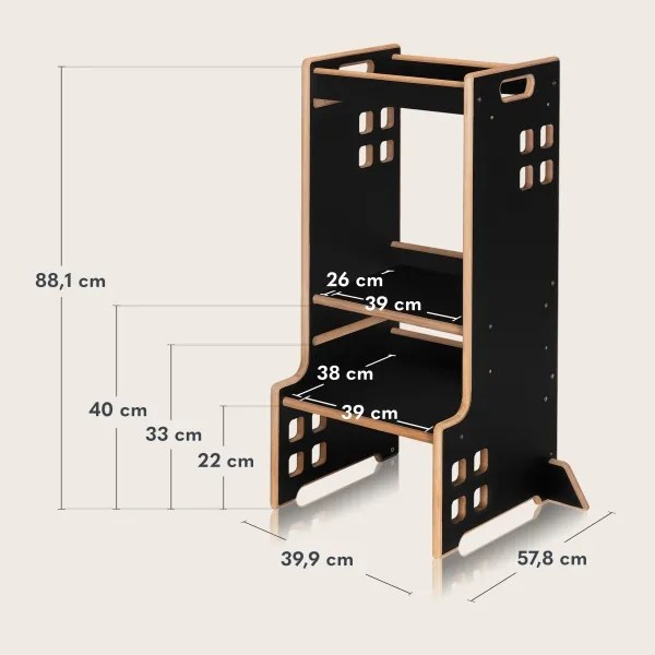 Lionelo - Učiaca veža CASS Čierny onyx