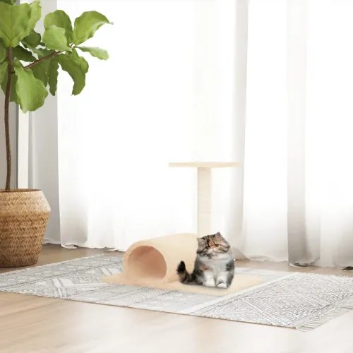 vidaXL Škrabadlo pre mačky s tunelom krémové 60x34,5x50 cm-