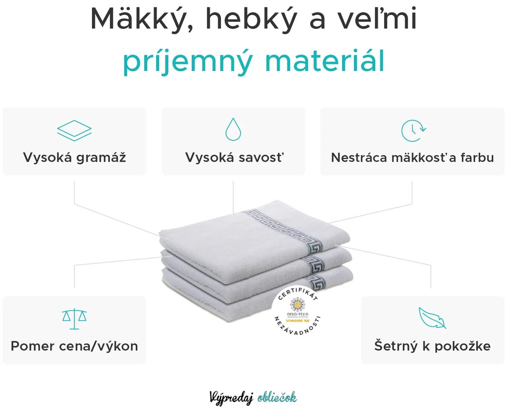 Uterák GREEK 50 x 90 cm krémový, 100% bavlna