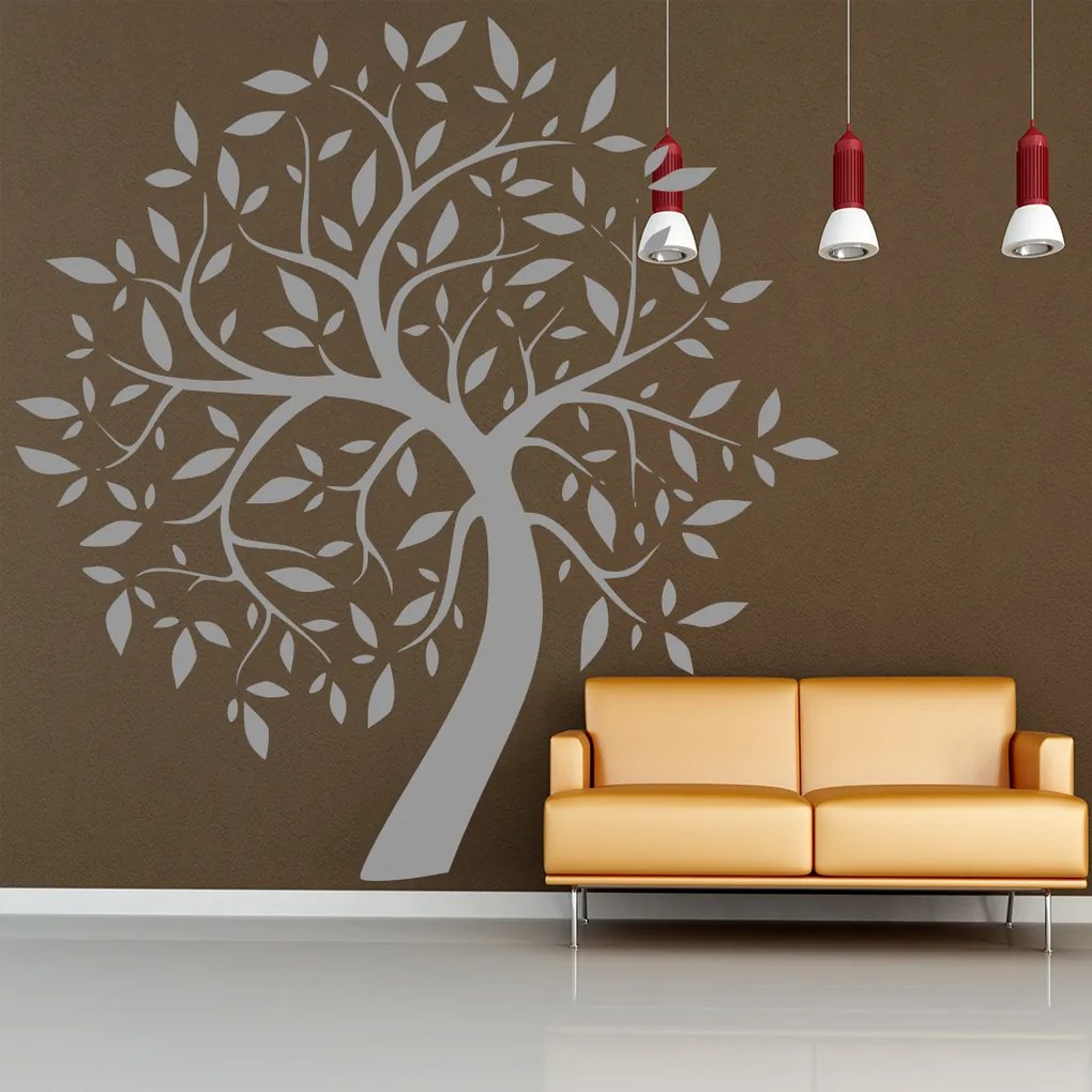 Veselá Stena Samolepka Listnatý strom Farba: šedá, Veľkosť: 60 x 60 cm
