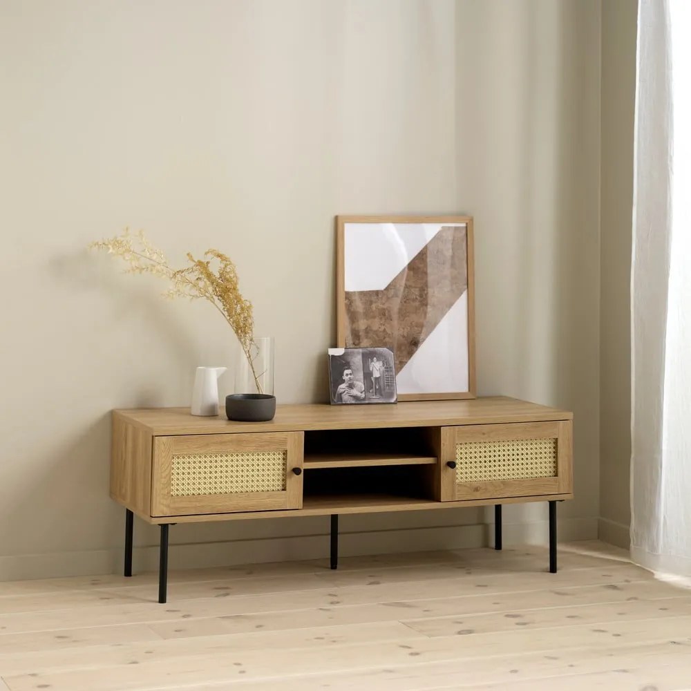 TV stolík v dekore duba v prírodnej farbe 120x43 cm Pensacola – Unique Furniture