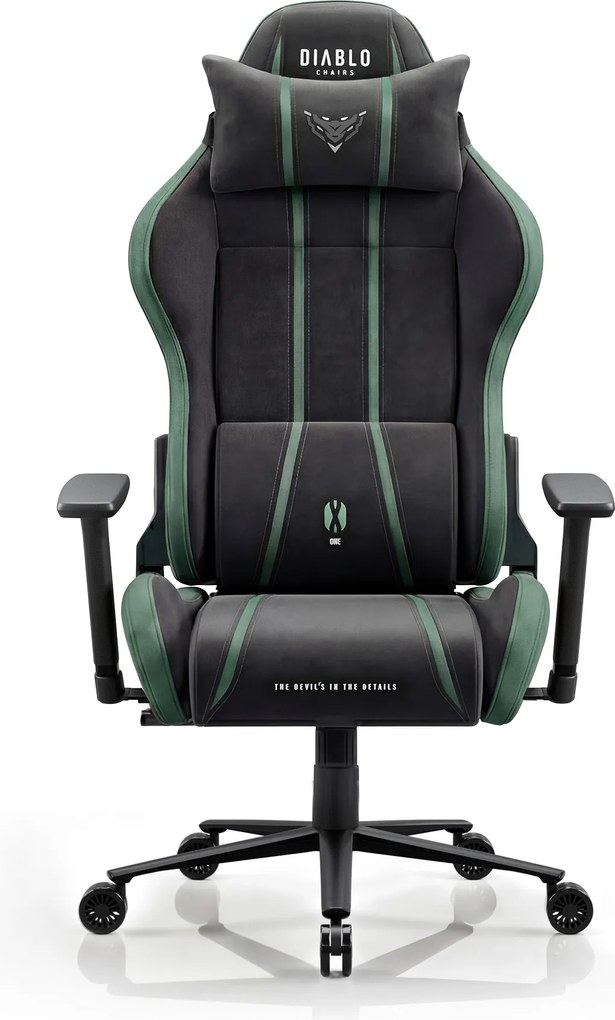 Herné kreslo z látkovým poťahom Normal Size, čierny-zelený: Diablo X-One 2.0 Forest Green
