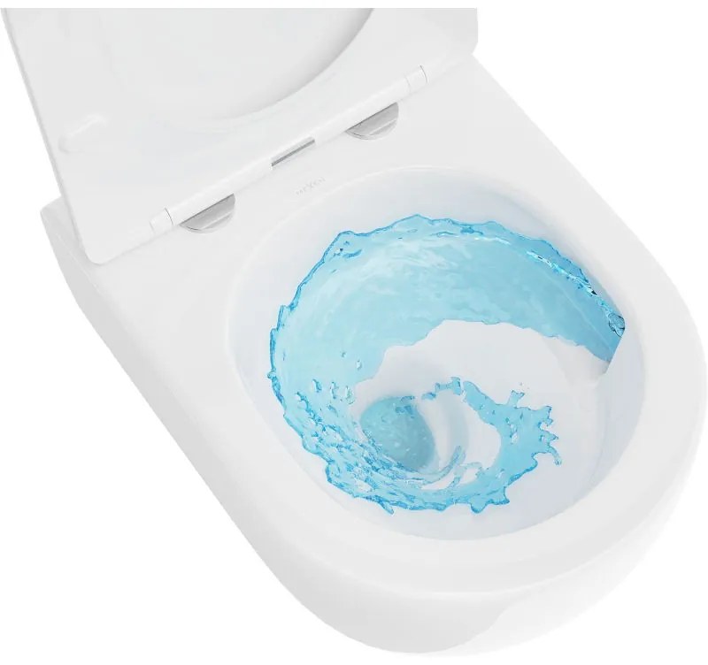 Mexen Carmen, závesná WC misa 490x365x340 mm, Rimless Tornádo + WC sedadlo z duroplastu, biela lesklá, 30880300T