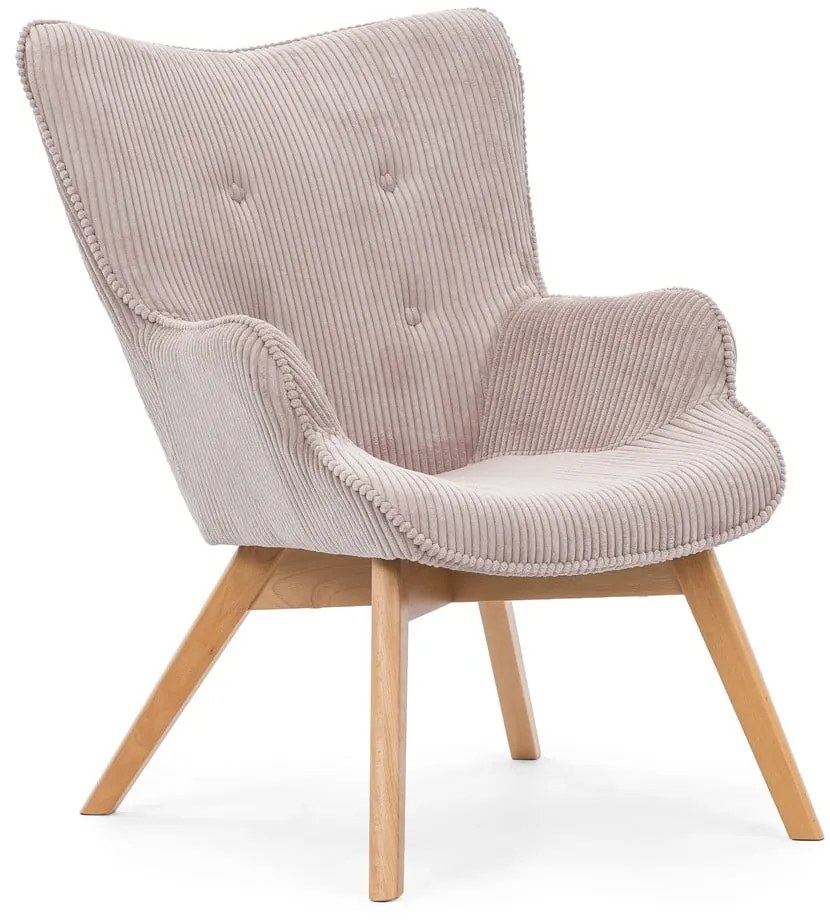 Svetloružové menčestrové kreslo s podnožkou Niko – Ropez