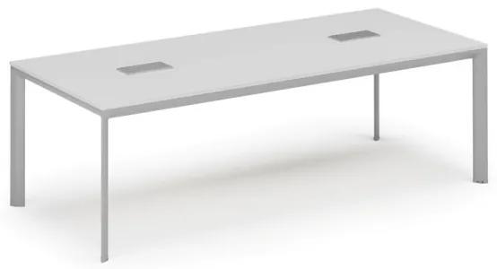 Stôl INVITATION 2400 x 1200 x 740, biela + 2x stolná zásuvka TYP IV, strieborná