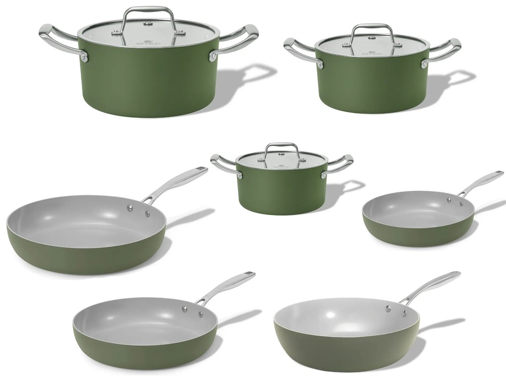 Elmich Kompletná sada keramického riadu Vital 7ks, olivovo zelená