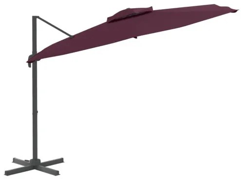 vidaXL Dvojitý konzolový slnečník bordovočervený 300x300 cm-
