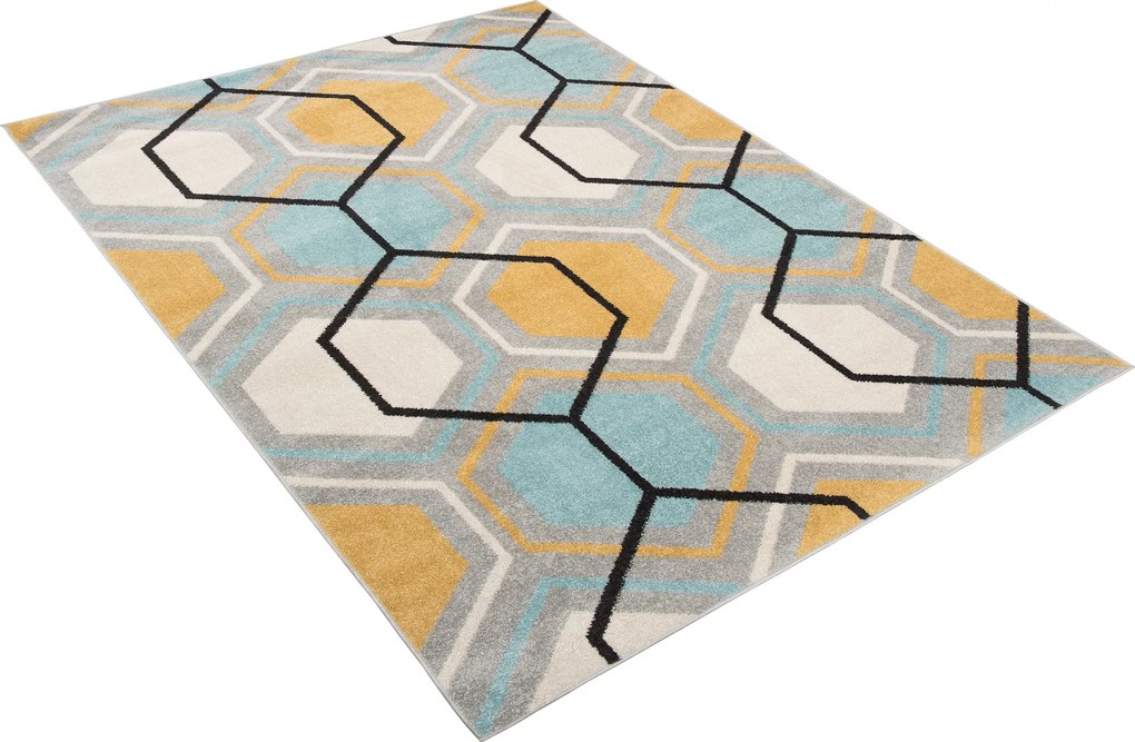 TA Koberec C569B ŠEDÁ/TURQUOIS AZURE Rozmer: 180x260 cm