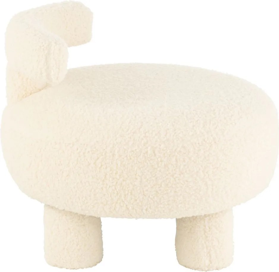 Biela okrúhla stolička s opierkou Teddy Bouclé White - Ø 52*49 cm