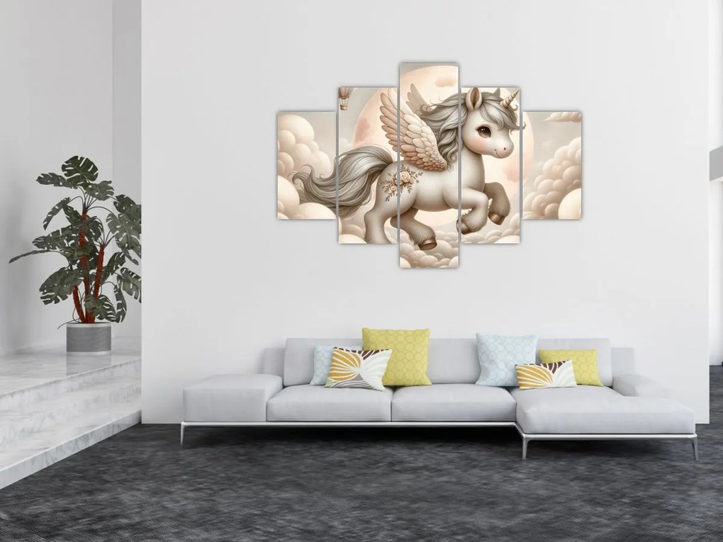 Obraz - Jednorožec v oblakoch (150x105 cm)